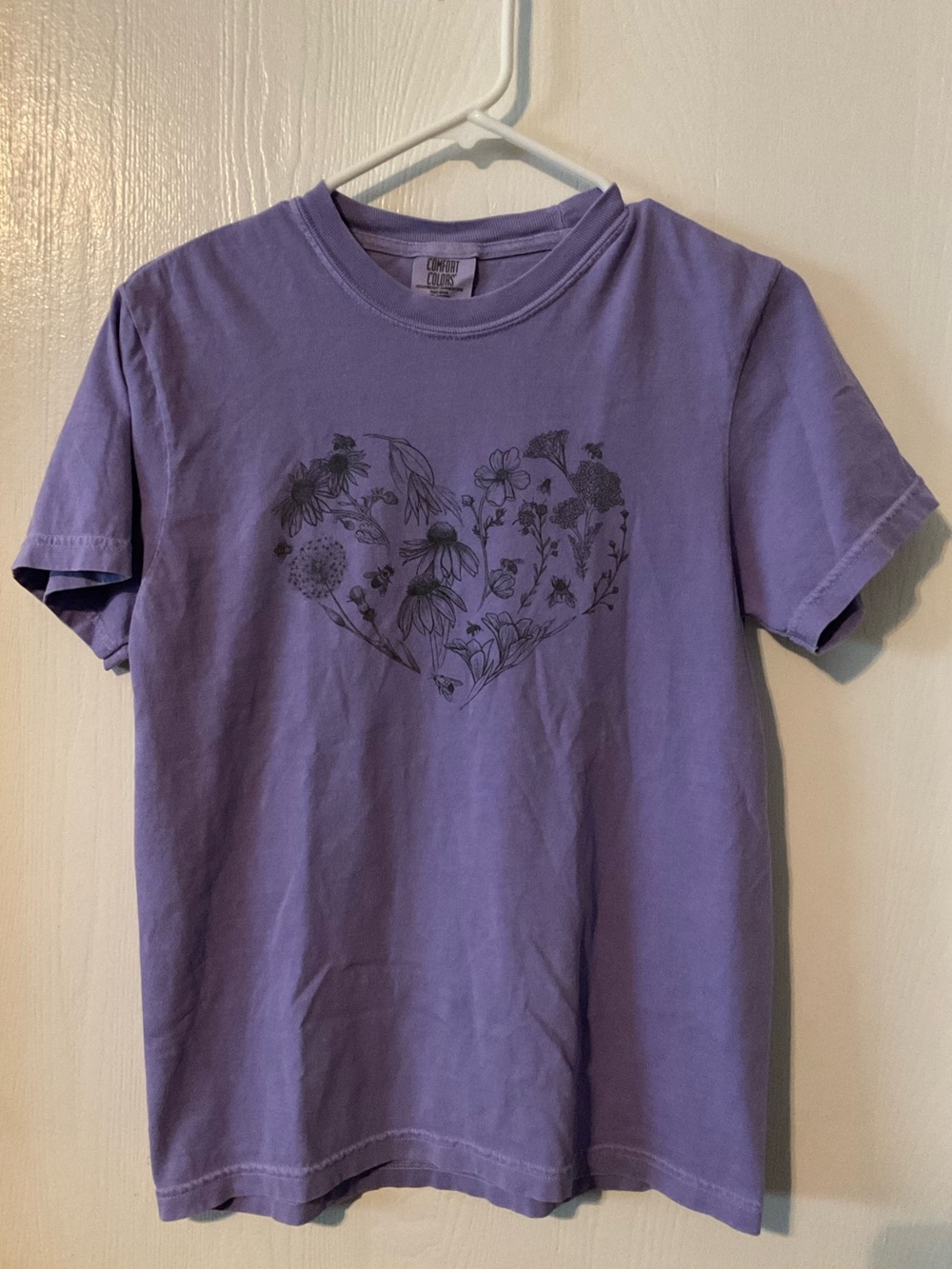 BeCause Bees Flowers Comfort Colors Garment-Dyed Heavyweight T-shirt Violet